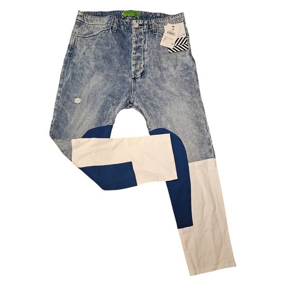 SR vs Sandrine Rose Free People Jeans NEW Womens Color Block Patch Size 28 (701) - Picture 2 of 9